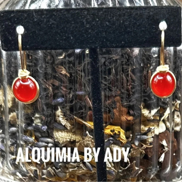 Untreated ruby drops dangle gold earrings/July birthstone - Picture 1 of 6